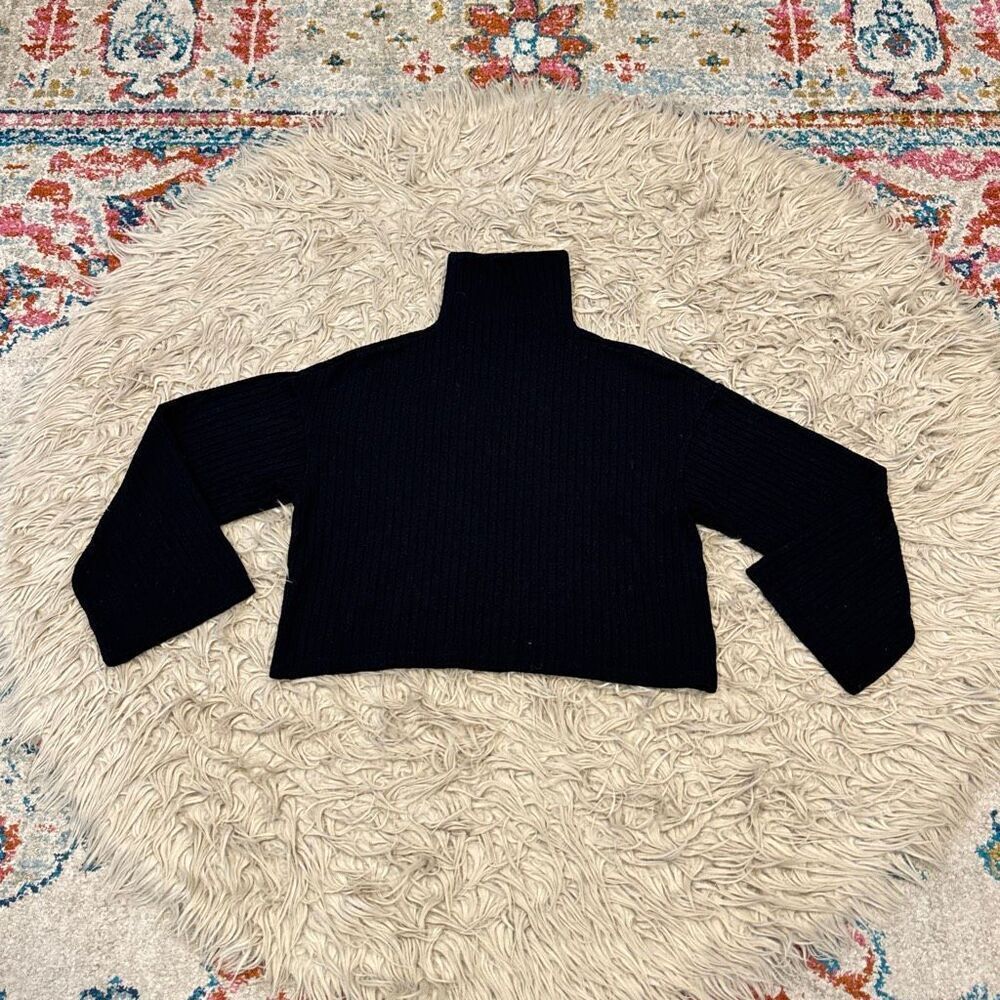 Enza Costa Cropped Ribbed Turtleneck Sweater size small